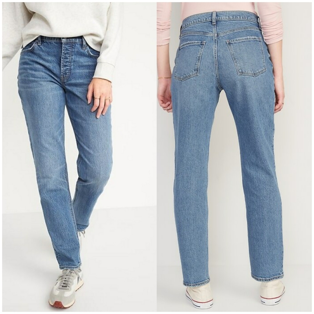 Old Navy Slouchy Taper Button Fly Jeans Light Blue Size 12 EXCELLENT